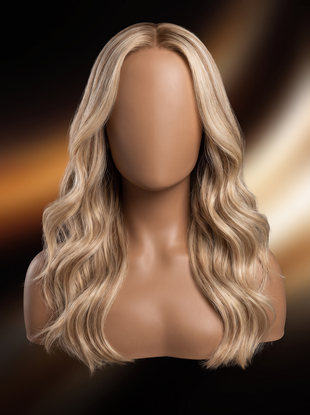 Frosted Champagne #16P22 Tape-In Extensions in #16P22 Light Blonde Highlighted Golden Blonde / 14 Inch – main product photo