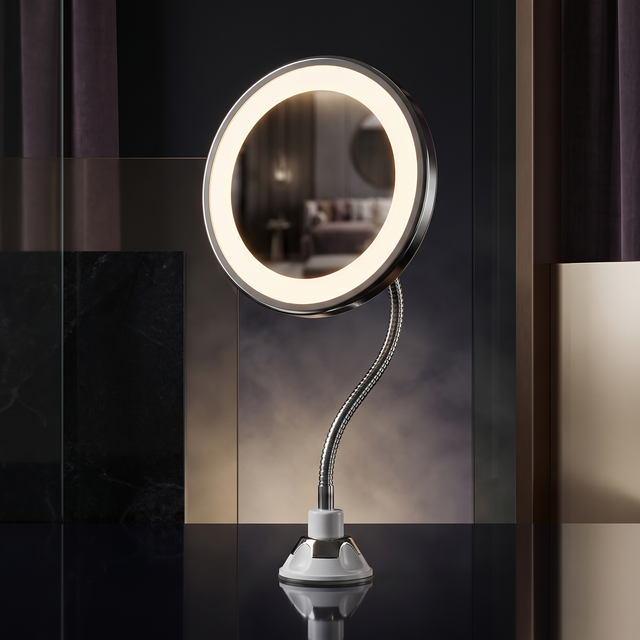 Precision Glow 10X LED Magnifying Mirror in white – main product photo